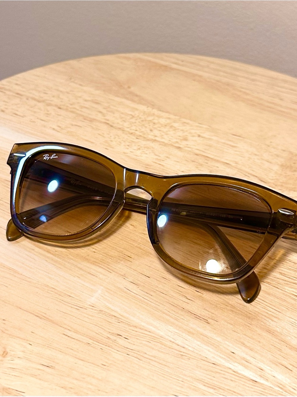 Ray-Ban Sunglasses RB 0707S 6640/51 Light Brown Frame Gradient Lens High Bridge